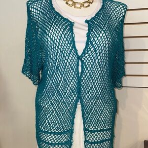 Teddi Woman Teal Open-Knit Women's Cardigan